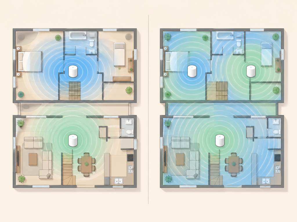 wifi mesh casa 2 plantas comparativa 2 nodos vs 3 nodos cobertura
