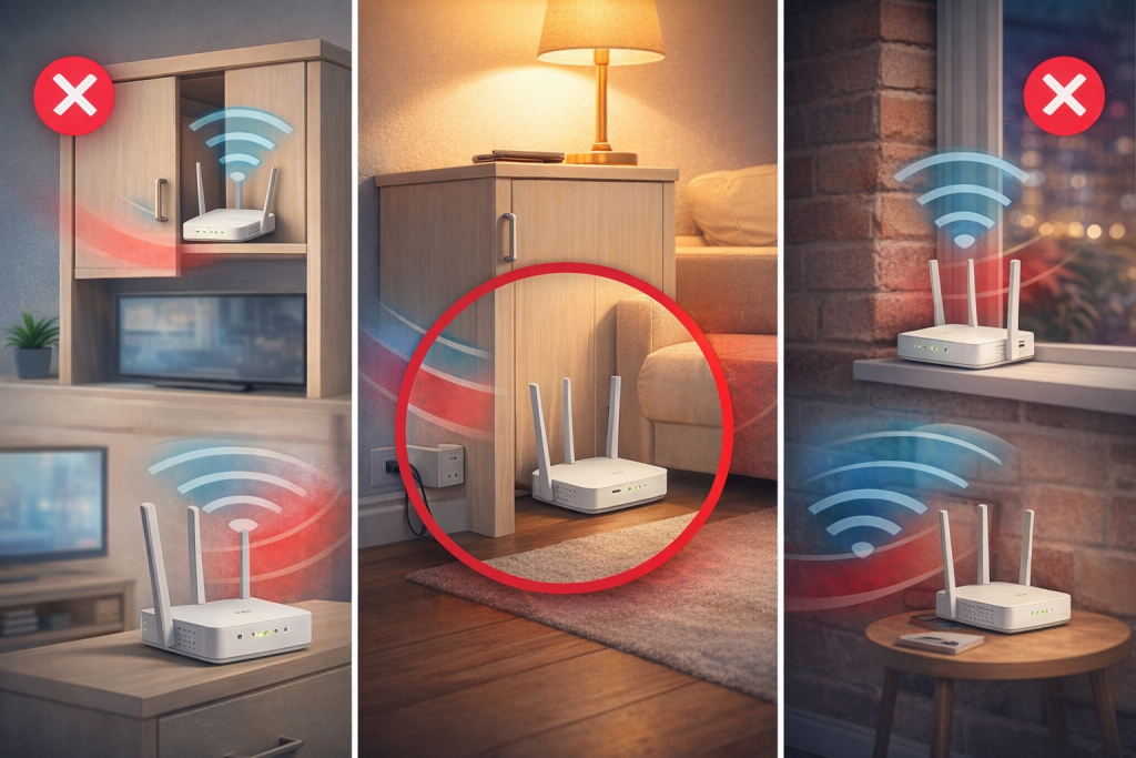 errores de ubicación del router que empeoran una señal wifi débil