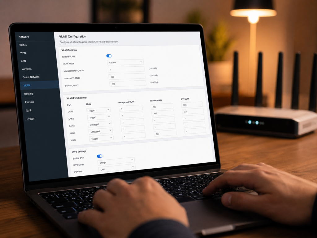 configuración router wifi 6 Movistar VLAN paso a paso en panel de administración