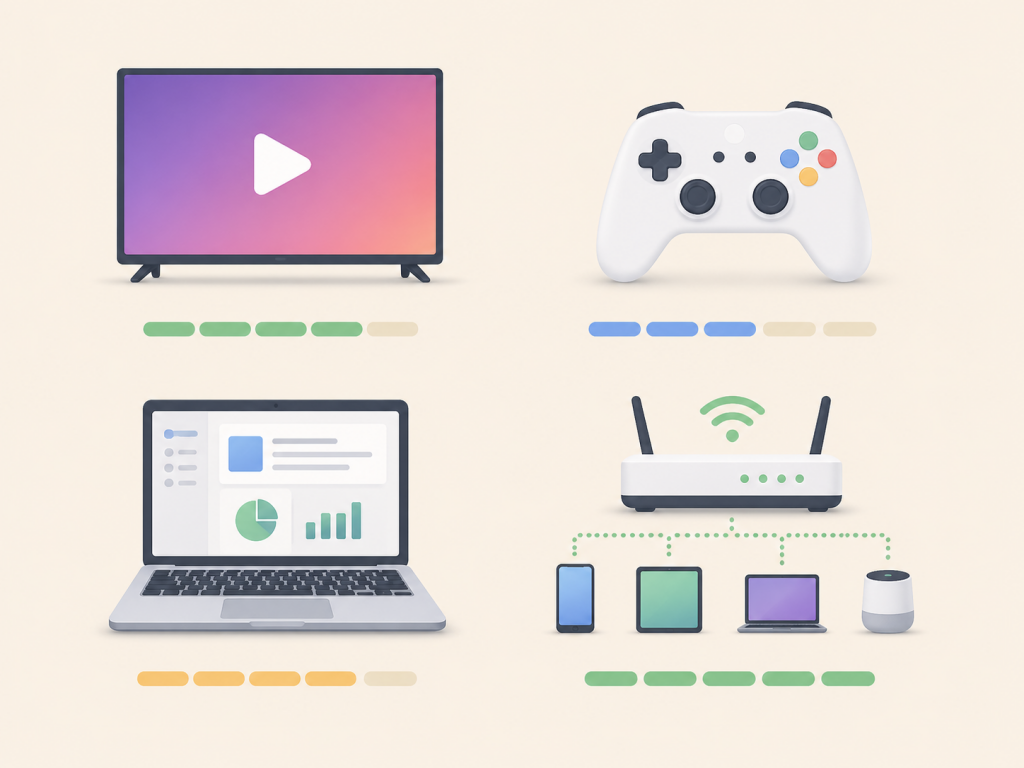 cuántos mbps necesito para gaming online streaming 4K teletrabajo comparativa velocidades