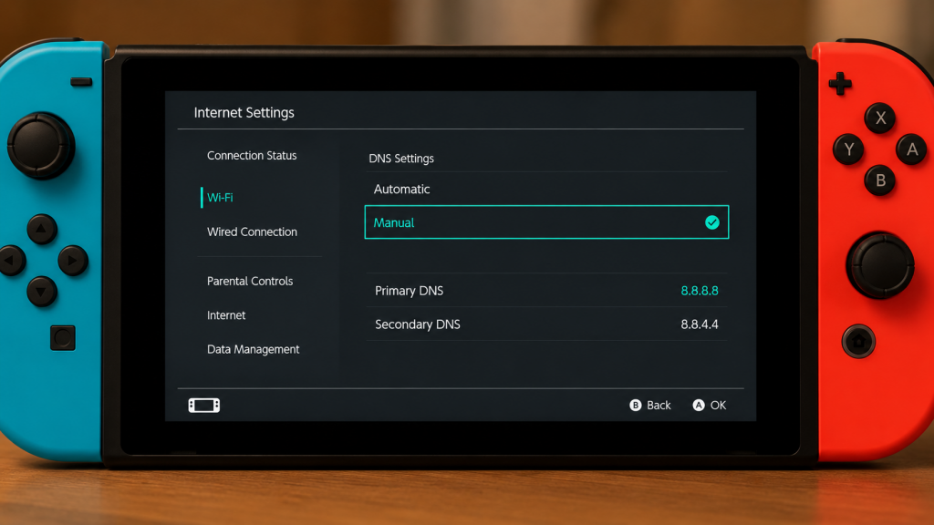 configuración DNS en Nintendo Switch para evitar que se desconecte del WiFi