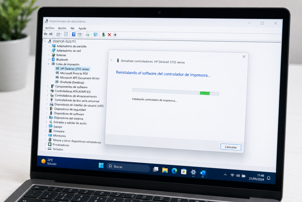 impresora no encuentra wifi reinstalar driver configuración