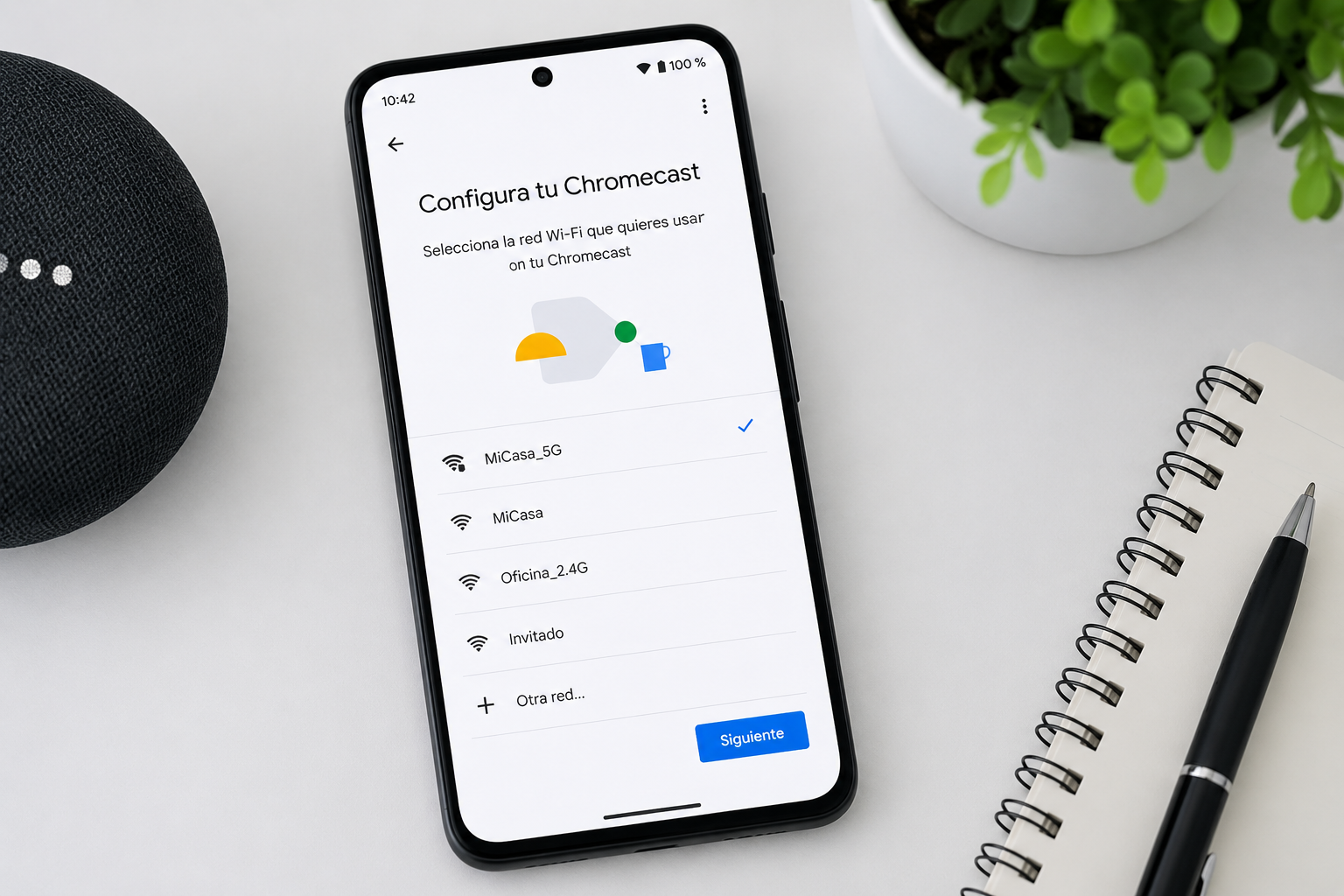 chromecast no se conecta al wifi configuración app google home misma red wifi
