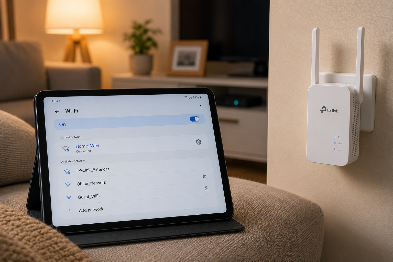 tablet no se conecta al wifi solución repetidor wifi señal débil sofá salón