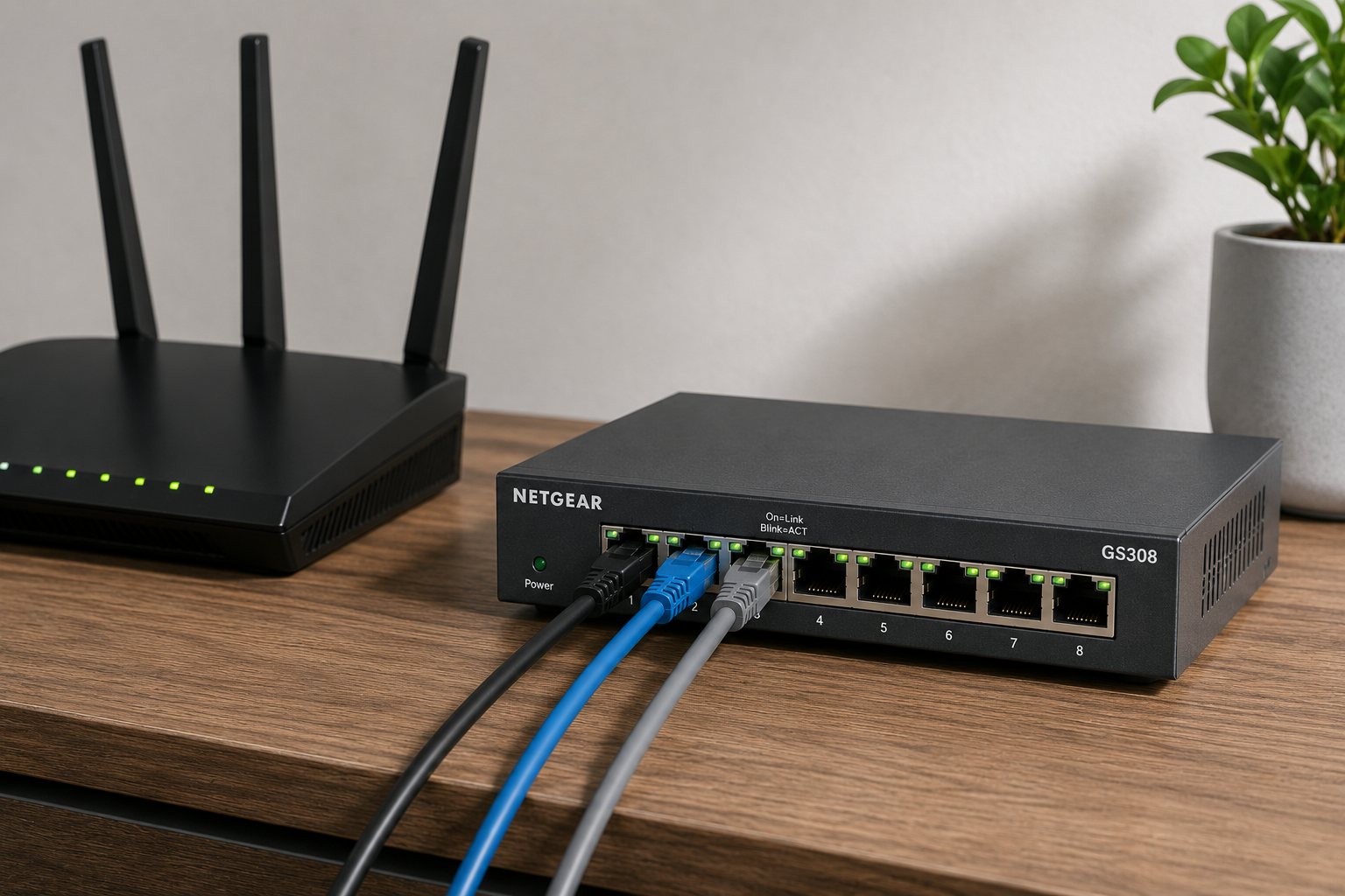 mejor switch para casa netgear gs308 8 puertos gigabit compacto silencioso