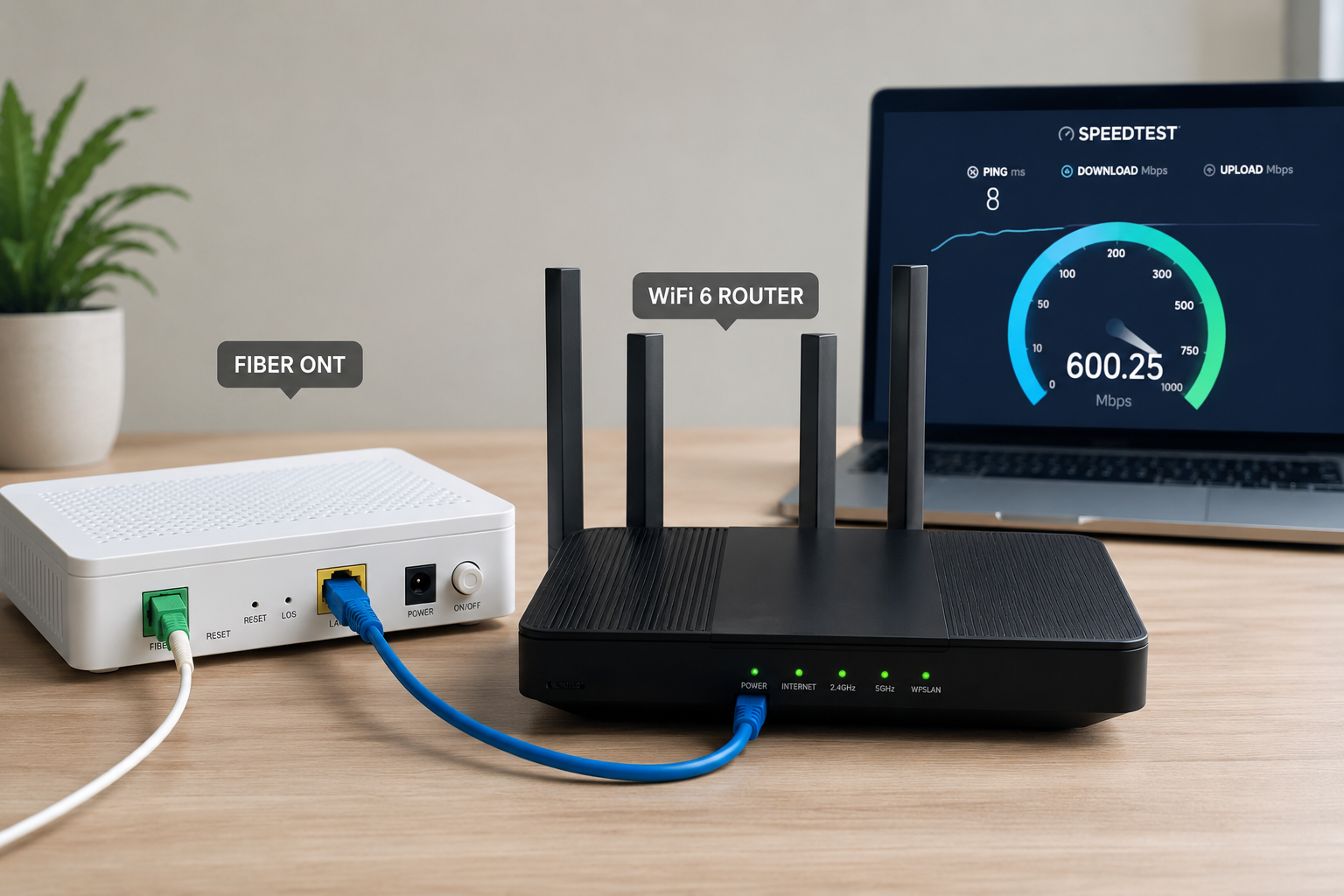 mejor router fibra 600 mbps requisitos puerto wan gigabit wifi 6 velocidad real