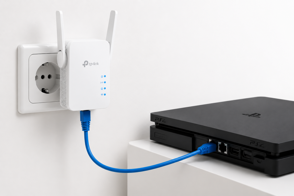 ps4 wifi lag fix wifi extender ethernet port tp-link re550 re700x connection setup