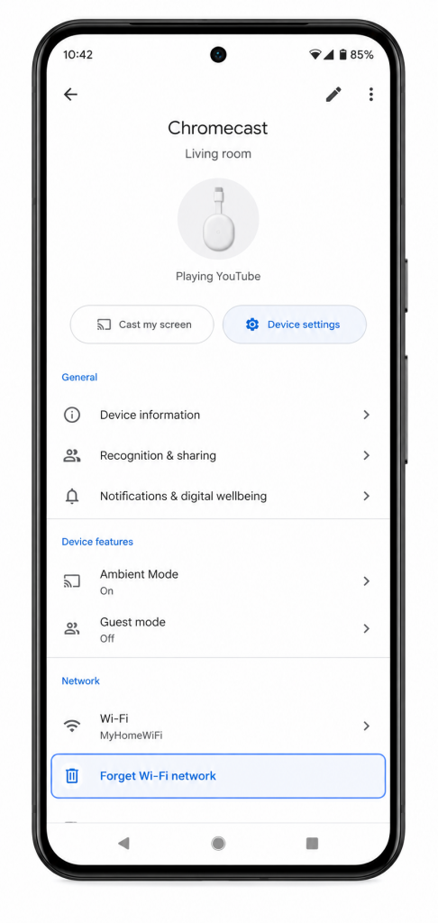 chromecast not connecting to wifi fix forget network reconnect google home app steps
