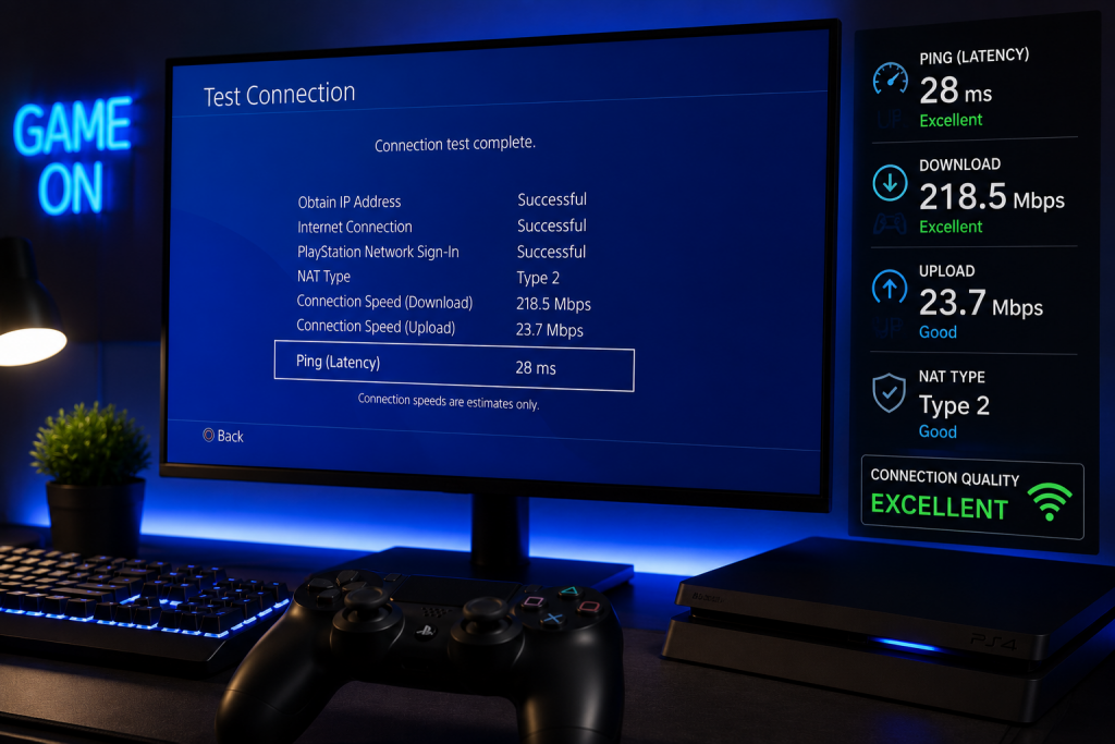 ps4 wifi lag fix habits check psn status pause downloads test connection ping 2026