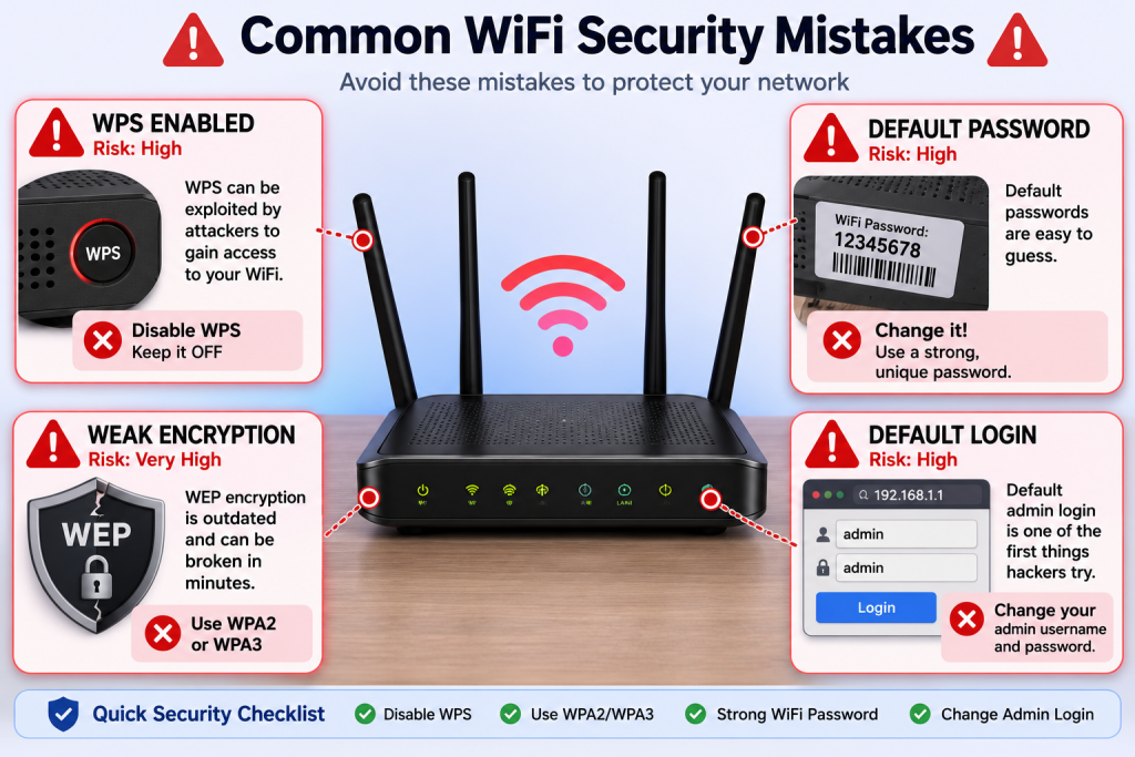 wpa2 vs wpa3 errores comunes seguridad wifi wps activado contraseña fabrica router