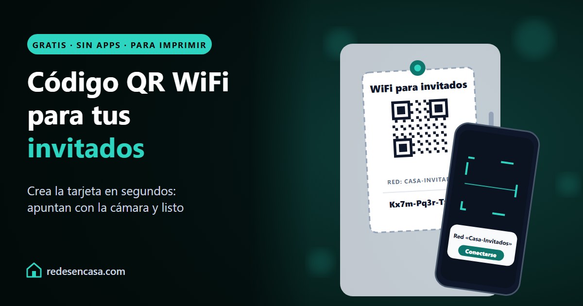 Código QR WiFi: tarjeta para invitados en la nevera y un móvil escaneándola
